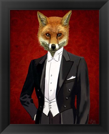 Framed Fox In Evening Suit Portrait Print