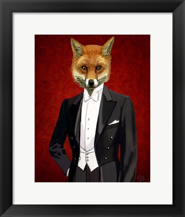 Framed Fox In Evening Suit Portrait Print