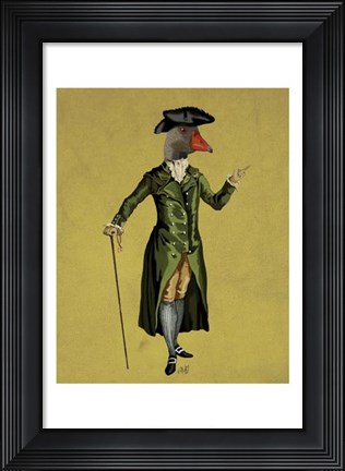 Framed Goose in Green Regency Coat Print