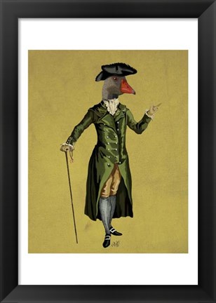 Framed Goose in Green Regency Coat Print