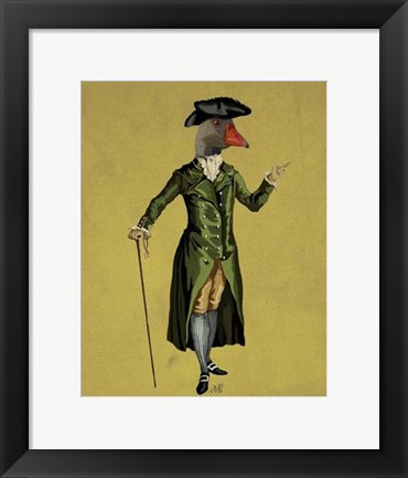 Framed Goose in Green Regency Coat Print