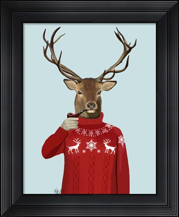 Framed Deer in Ski Sweater Print