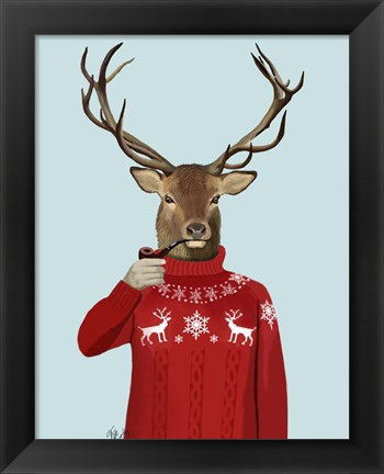 Framed Deer in Ski Sweater Print