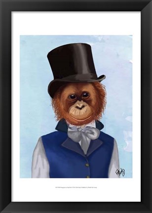 Framed Orangutan in Top Hat Print