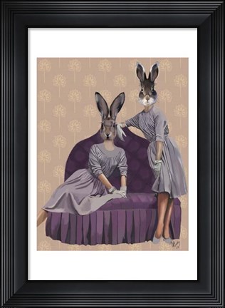 Framed Rabbits in Purple Print