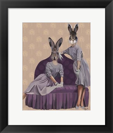 Framed Rabbits in Purple Print