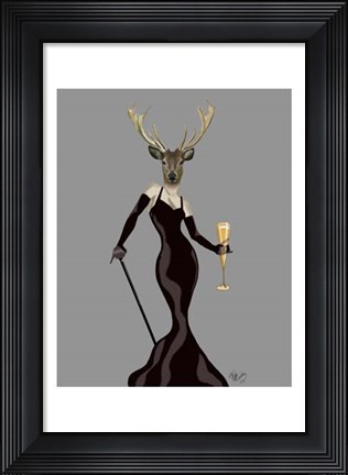 Framed Glamour Deer in Black Print