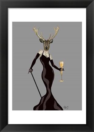 Framed Glamour Deer in Black Print