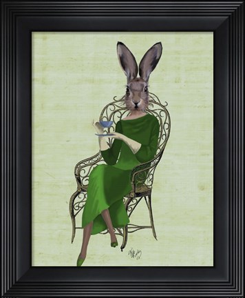 Framed Lady Bella Rabbit Taking Tea Print