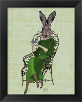 Framed Lady Bella Rabbit Taking Tea Print