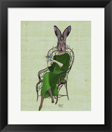 Framed Lady Bella Rabbit Taking Tea Print