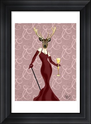 Framed Glamour Deer in Marsala Print
