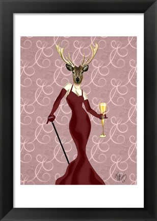 Framed Glamour Deer in Marsala Print