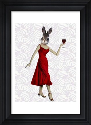 Framed Rabbit in Red Dress Print