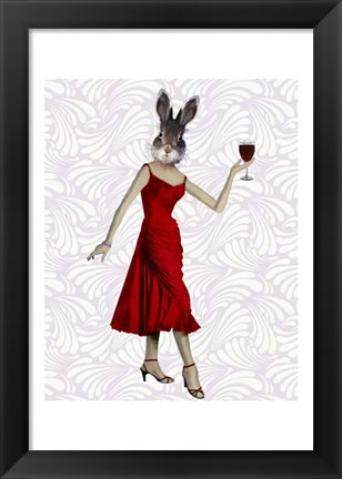 Framed Rabbit in Red Dress Print