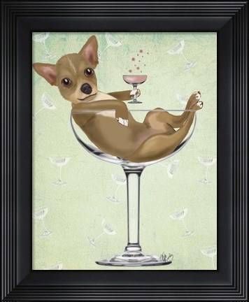 Framed Chihuahua in Cocktail Glass Print