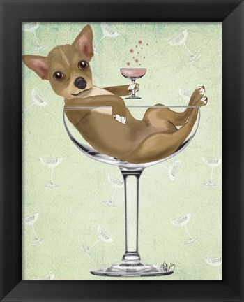 Framed Chihuahua in Cocktail Glass Print