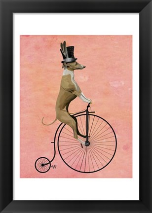 Framed Greyhound on Black Penny Farthing Print