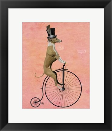 Framed Greyhound on Black Penny Farthing Print