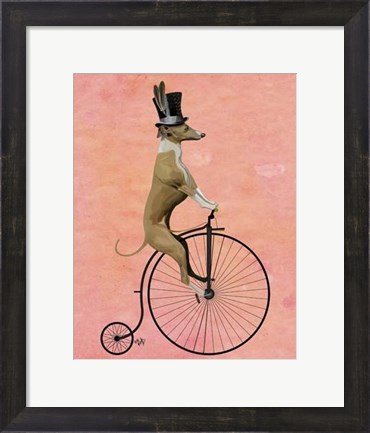 Framed Greyhound on Black Penny Farthing Print