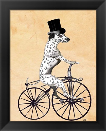 Framed Dalmatian On Bicycle Print