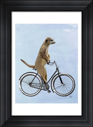 Framed Meerkat on Bicycle Print
