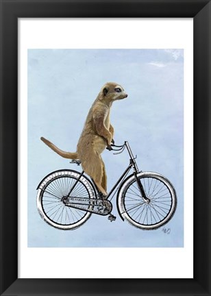 Framed Meerkat on Bicycle Print