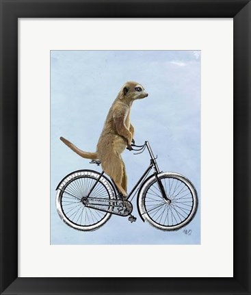 Framed Meerkat on Bicycle Print