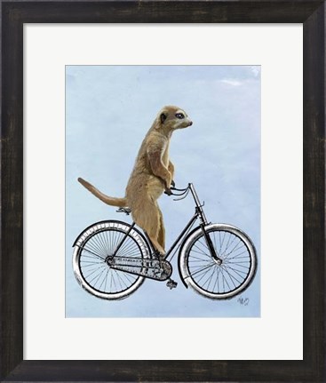 Framed Meerkat on Bicycle Print