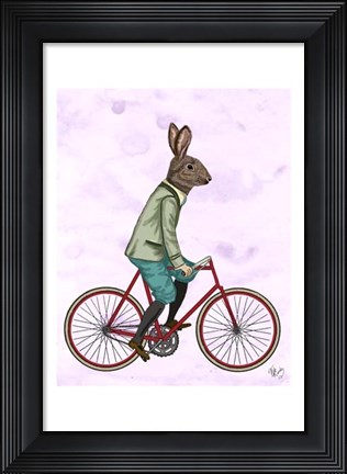 Framed Rabbit On Bike Print