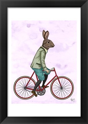 Framed Rabbit On Bike Print