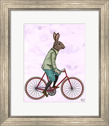 Framed Rabbit On Bike Print