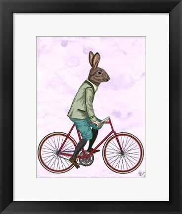 Framed Rabbit On Bike Print