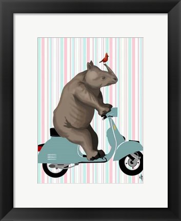 Framed Rhino on Moped Print