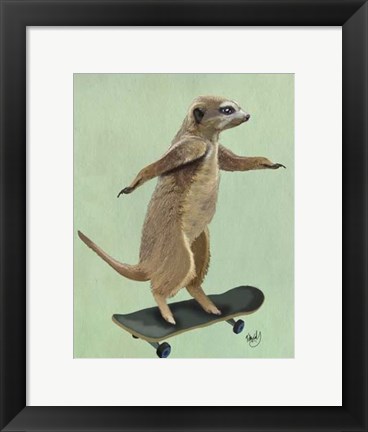 Framed Meerkat On Skateboard Print