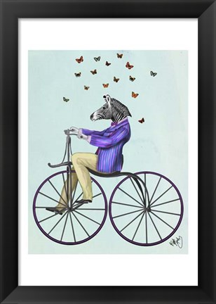 Framed Zebra On Bicycle Print