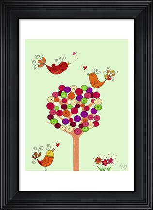 Framed Orange Button Tree Print