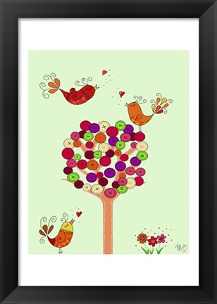 Framed Orange Button Tree Print