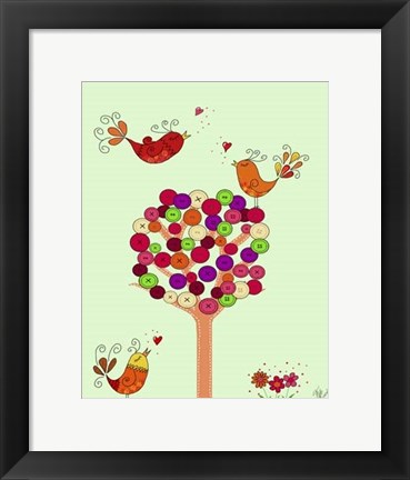 Framed Orange Button Tree Print