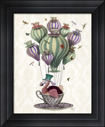 Framed Dodo Balloon with Dragonflies Print