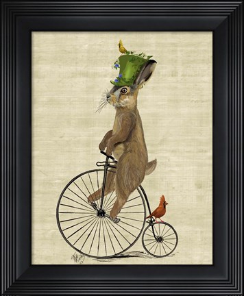 Framed March Hare on Penny Farthing Print