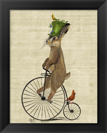 Framed March Hare on Penny Farthing Print