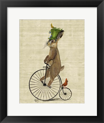 Framed March Hare on Penny Farthing Print