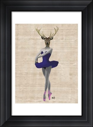 Framed Ballet Deer in Blue II Print