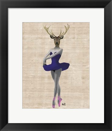 Framed Ballet Deer in Blue II Print