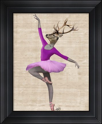 Framed Ballet Deer in Pink II Print