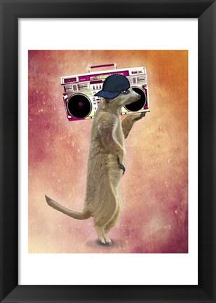 Framed Meerkat and Boom Box Print