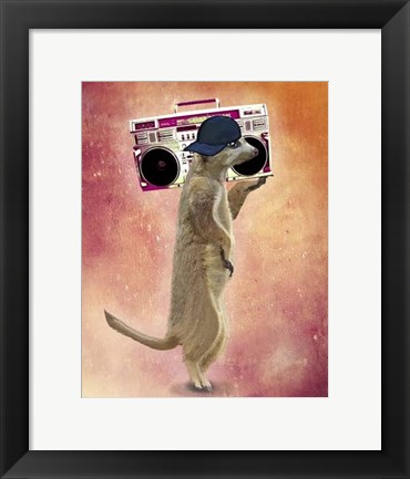 Framed Meerkat and Boom Box Print