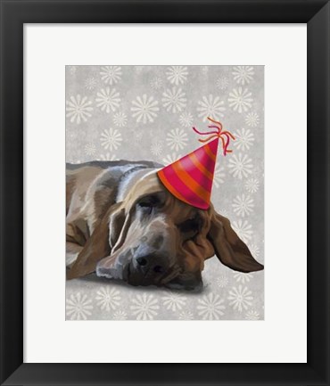 Framed Bloodhound After the Party Print