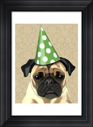 Framed Party Pug Print